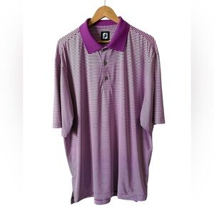 FootJoy FJ Striped Golf Polo Shirt XL Purple Performance Stretch
